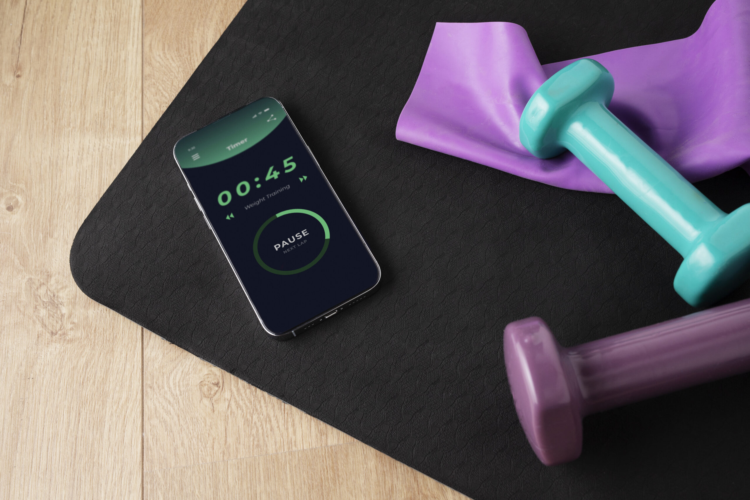 view-smartphone-with-weights-yoga-mat view-smartphone-with-weights-yoga-mat